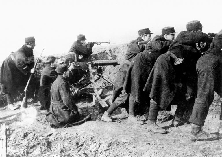 Belgische Soldaten am Anfang des Krieges.